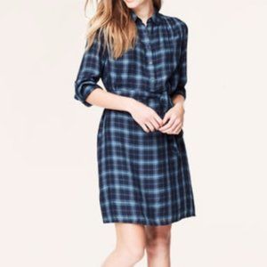 Loft Shirt Dress Blue Plaid Size XS